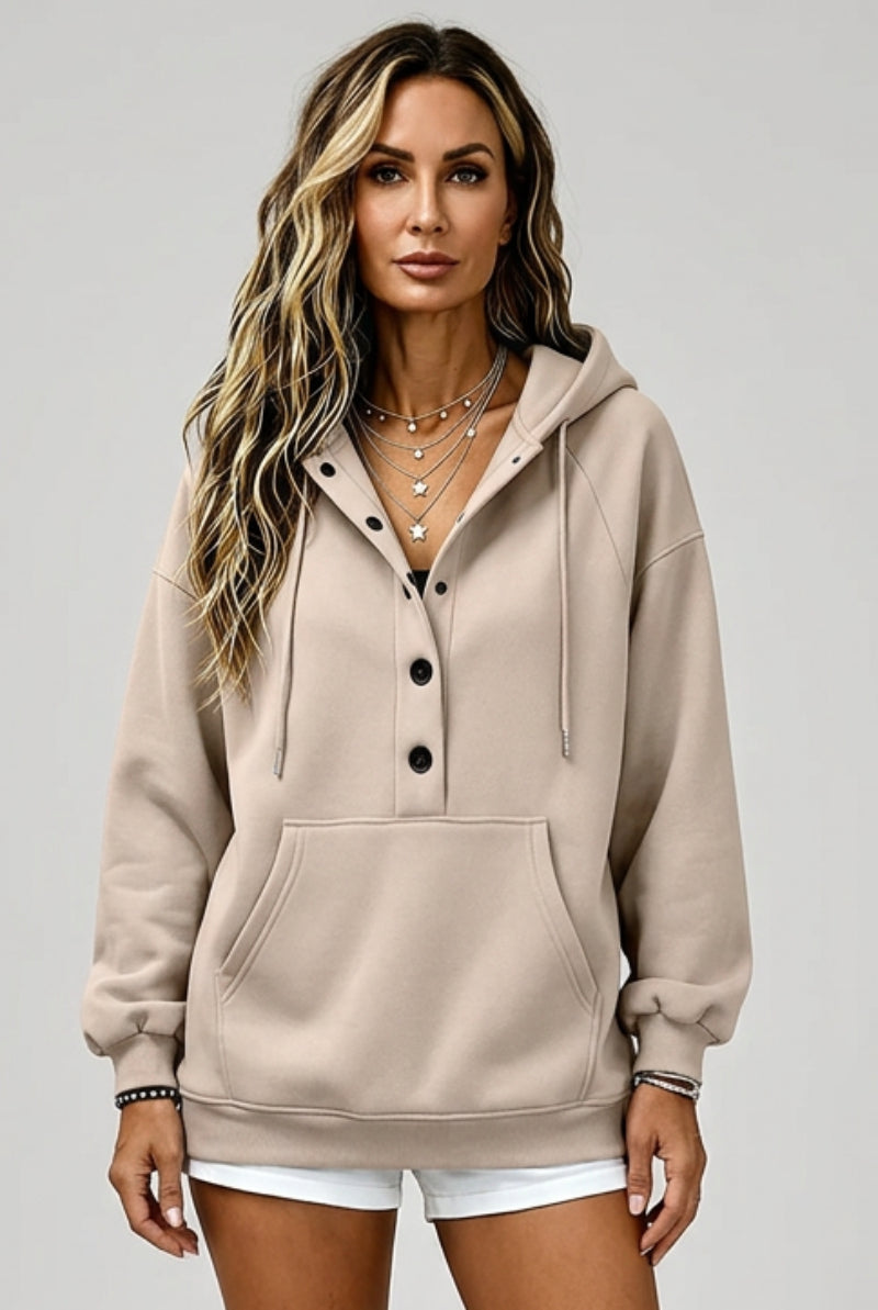 Women's Loose-Fit Pullover Hoodie with Pockets
