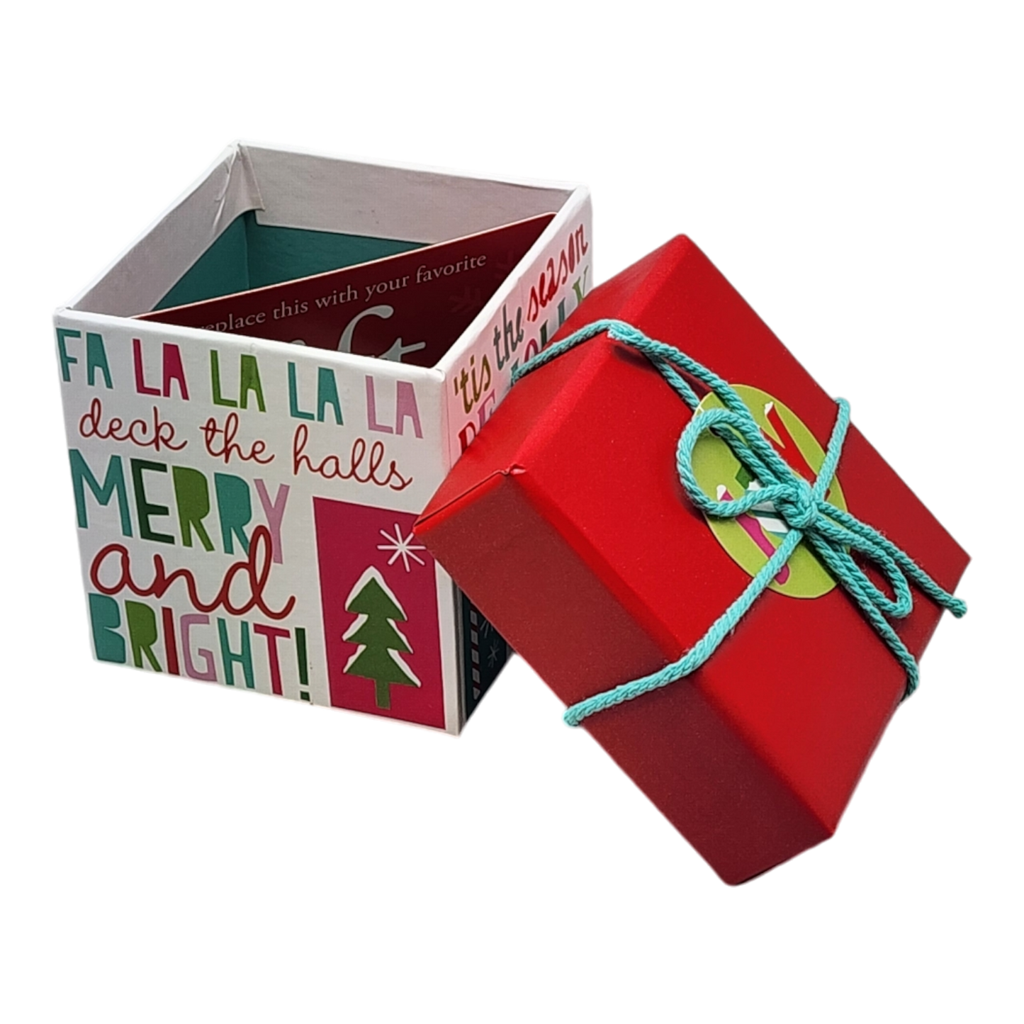 Gift Box Cube for Gift Cards - 3" x 3" - Merry and Bright