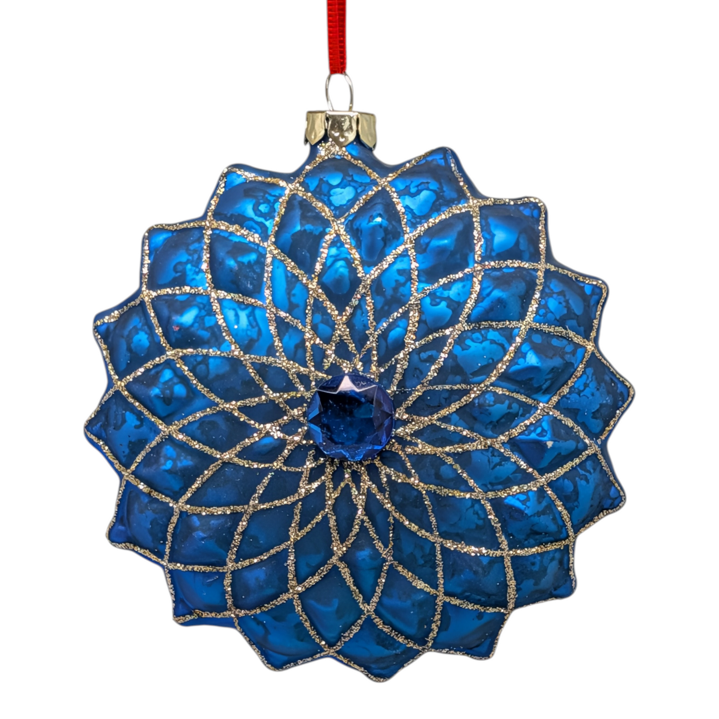 Blue Mosaic Reindeer Glass Ornament