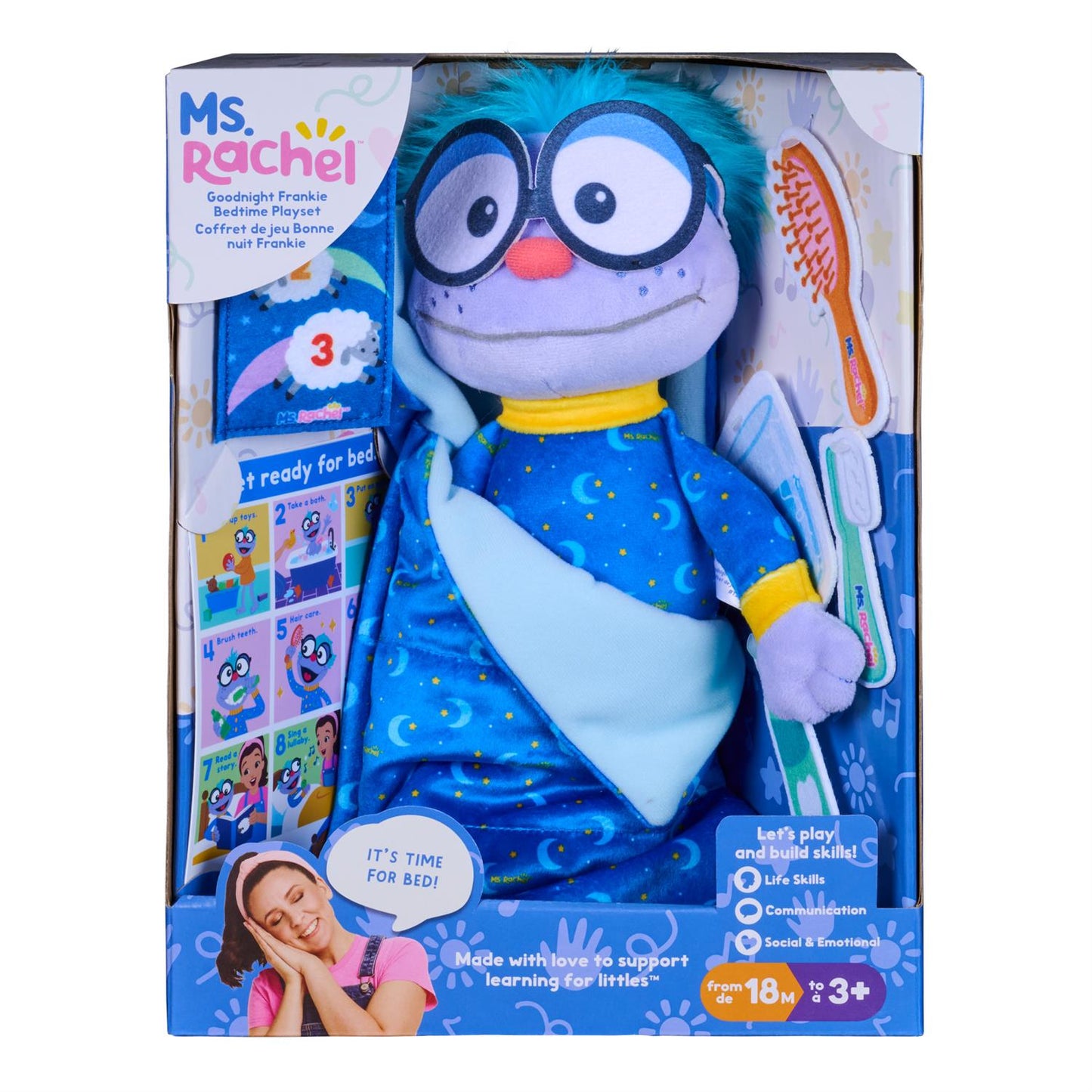 Ms. Rachel Goodnight Frankie Bedtime Plush Playset