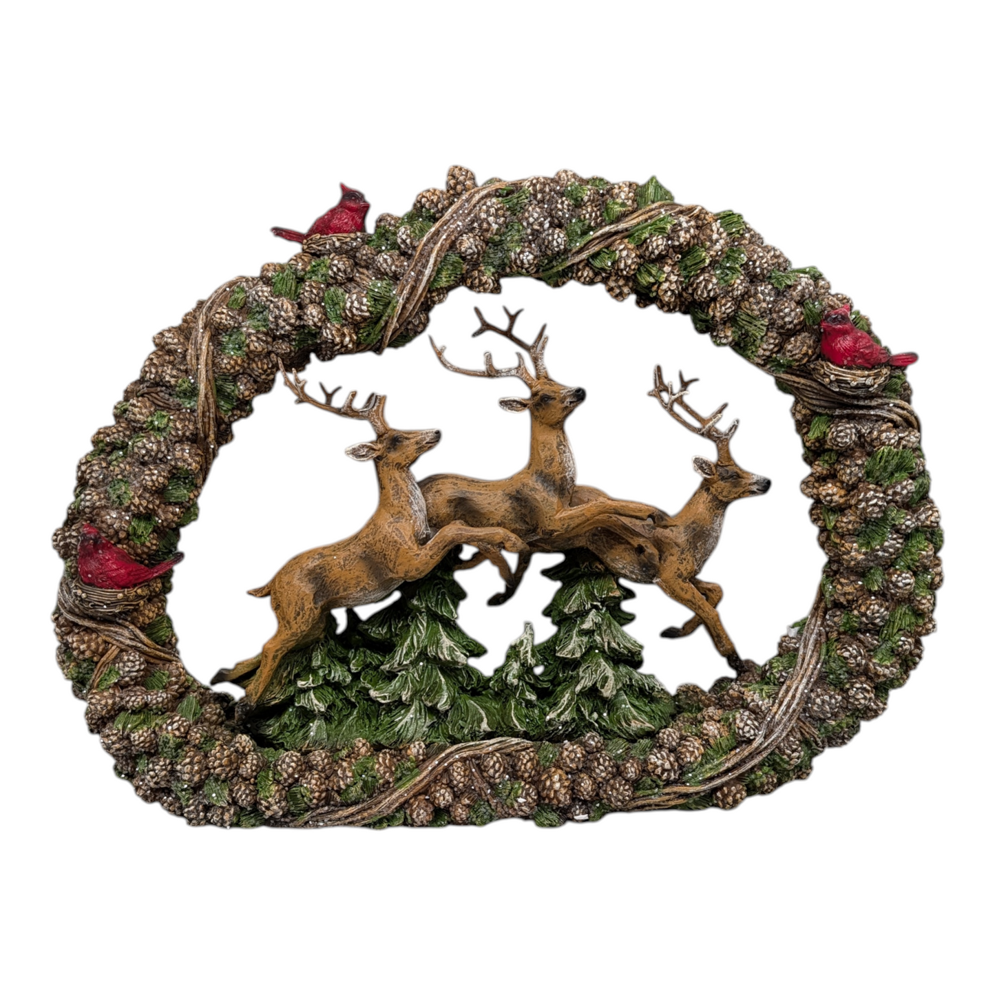 Leaping Deer in Wreath Figurine