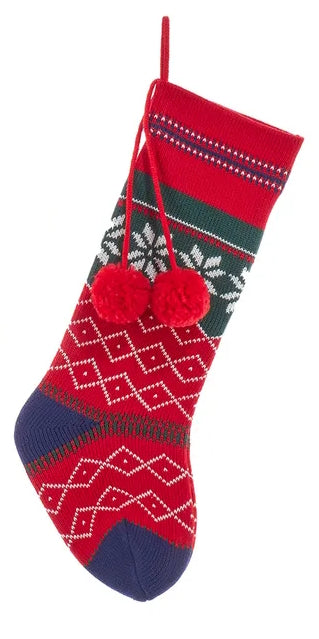 Green and White Snowflake Patterned Stocking