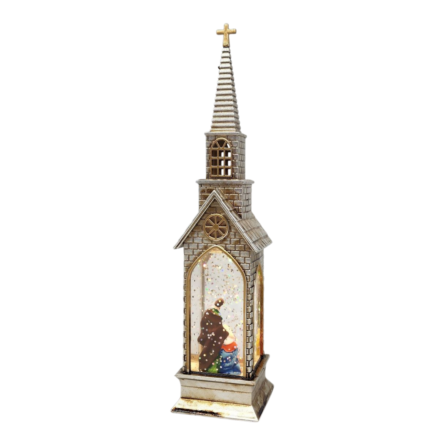 Lighted Church Waterglobe -  Holy Family