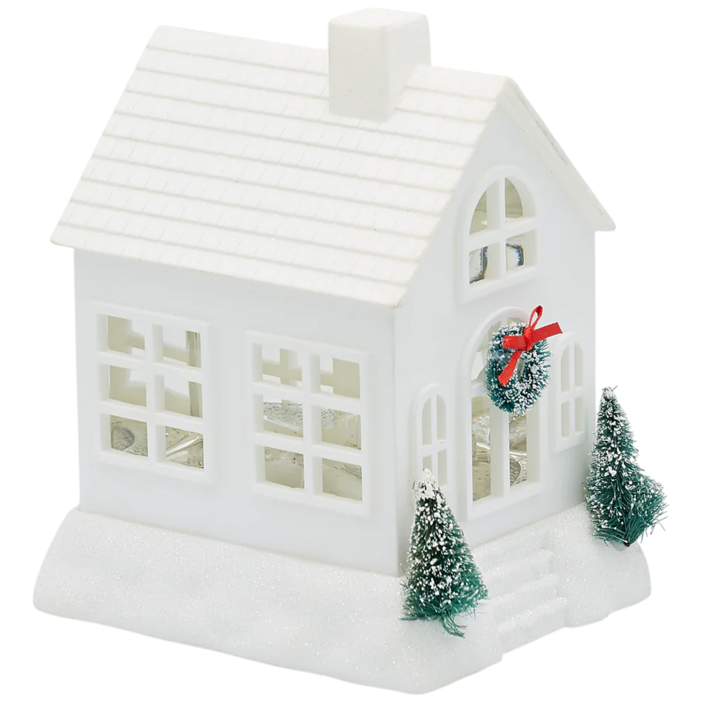 Lighted Swirl House with Trees & Wreath