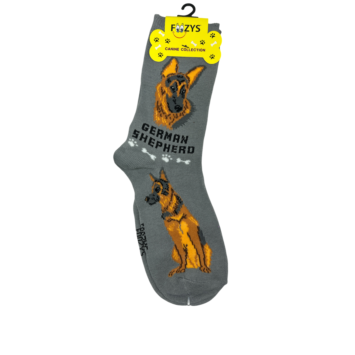 German Shepherd Crew Socks on Grey