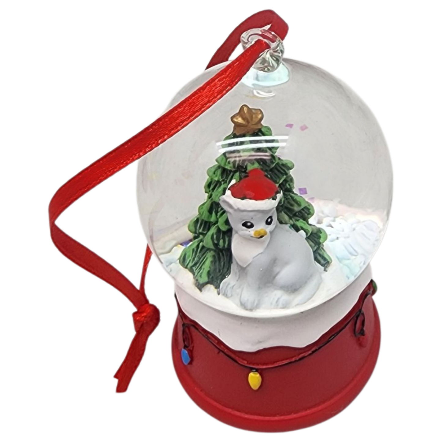Charming Kitty Snow Globe Ornament - Grey Cat