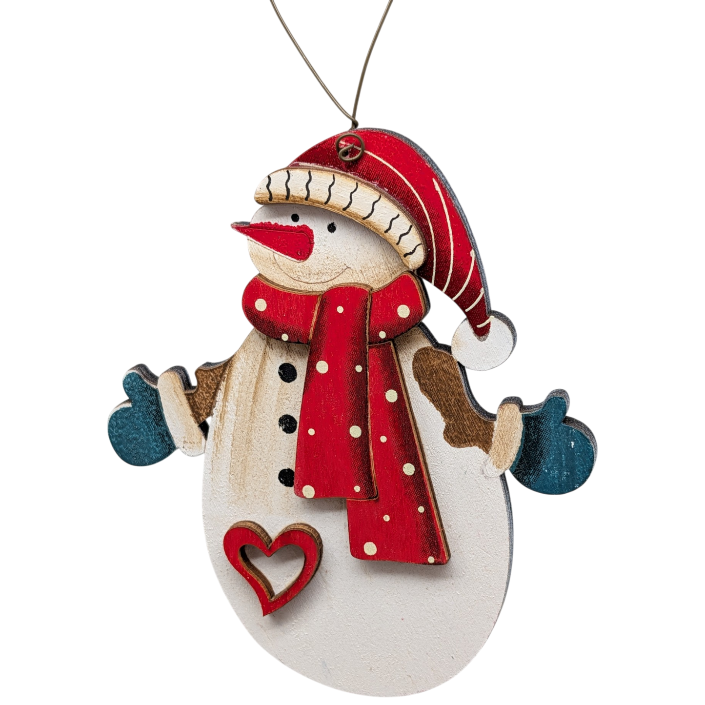 Jolly's Heartfelt Winter: Hand-Painted Plywood Ornament