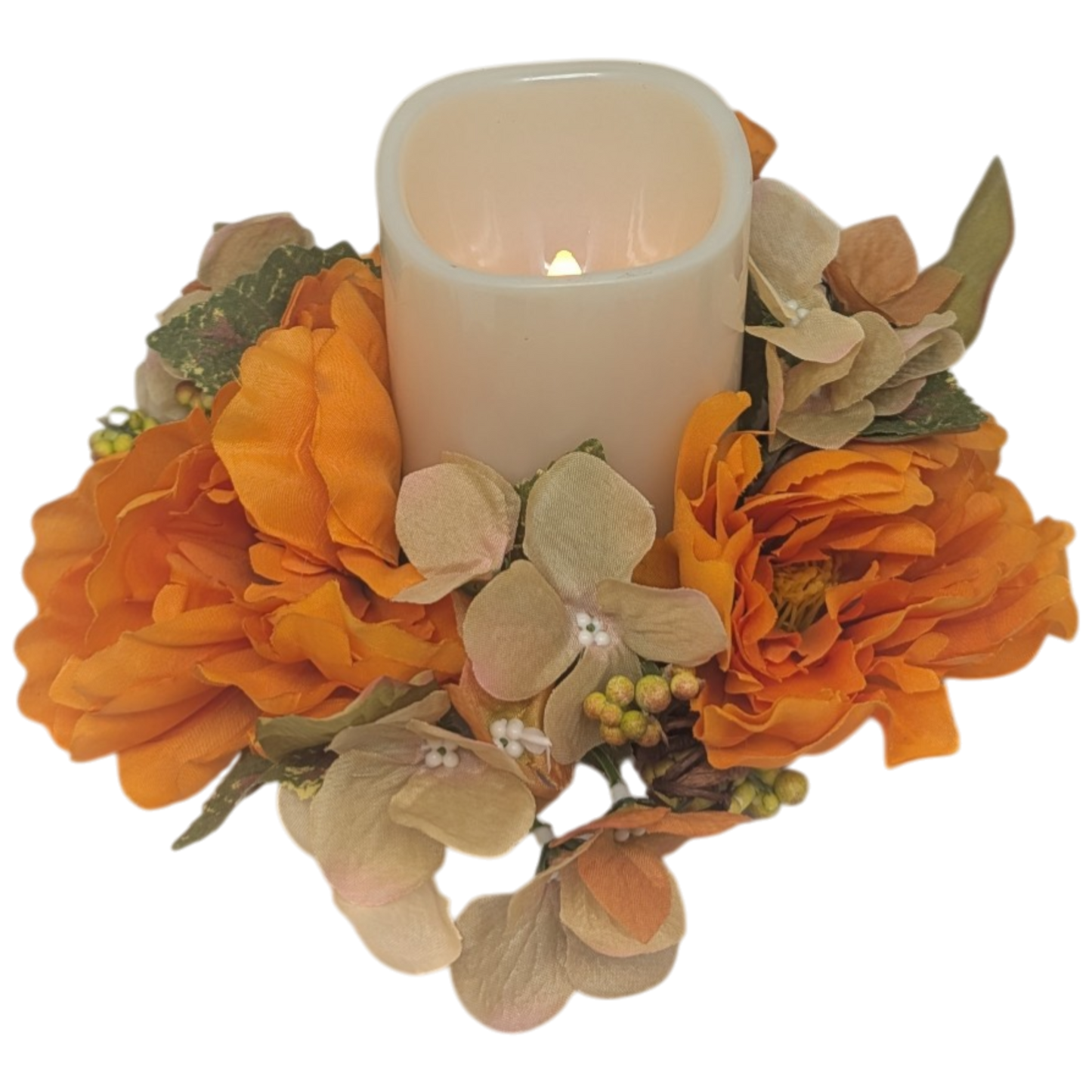 9-Inch Harvest Candle Ring with LED Pillar Candle