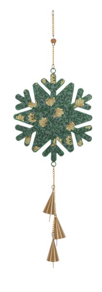 Oversized Snowflake Bell Ornament - Teal  Gold