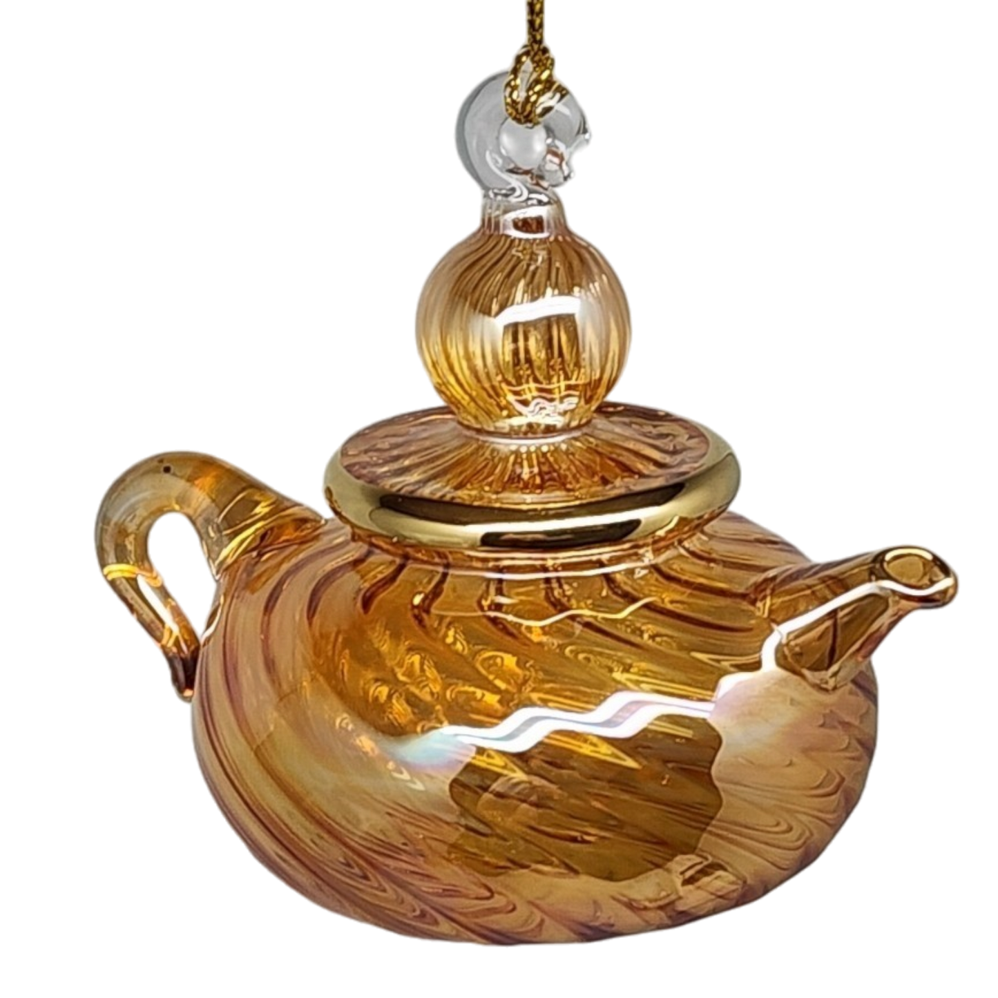 Blown Glass Swirl Teapot - Yellow