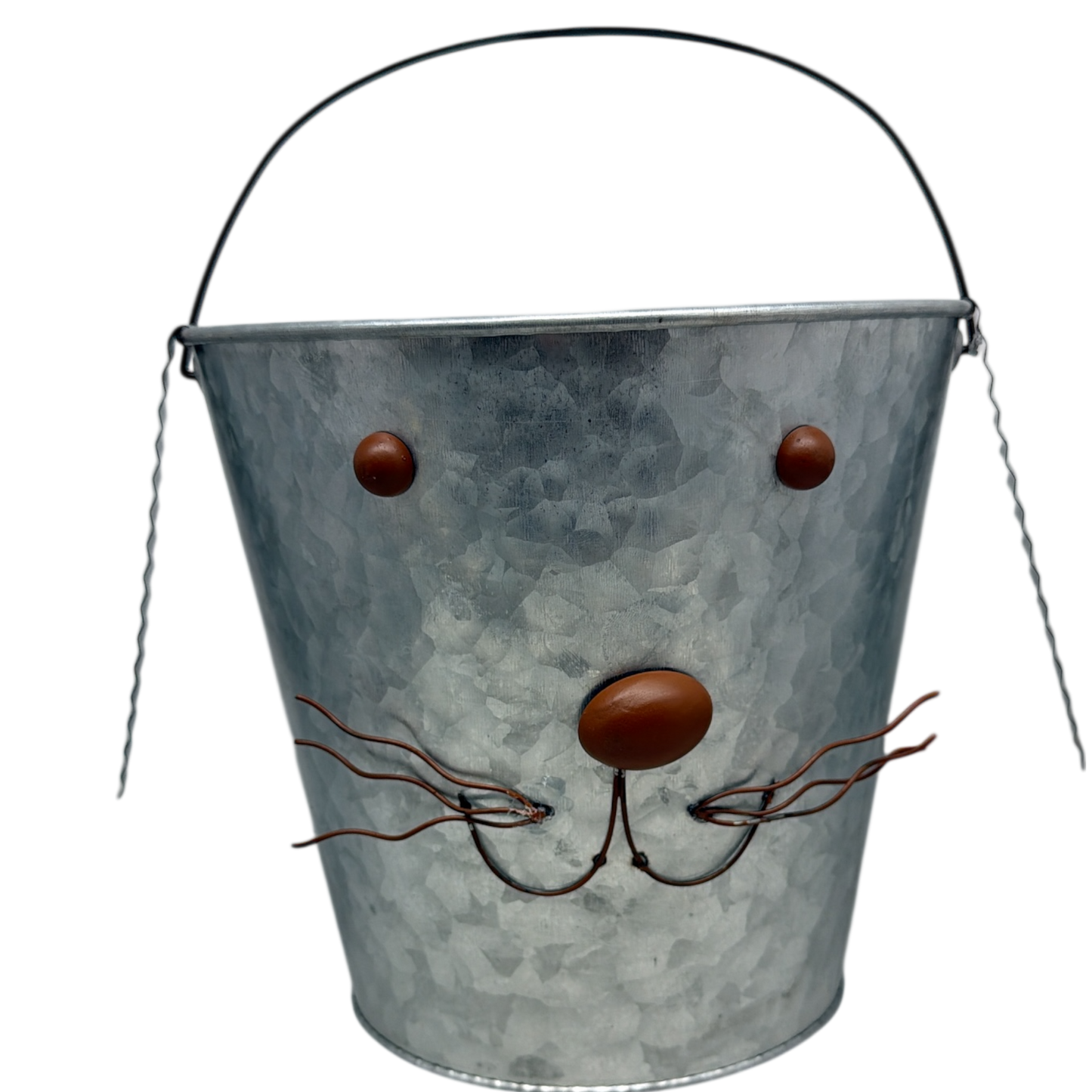 Galvanized Metal Bunny Design Bucket with Ears - Large