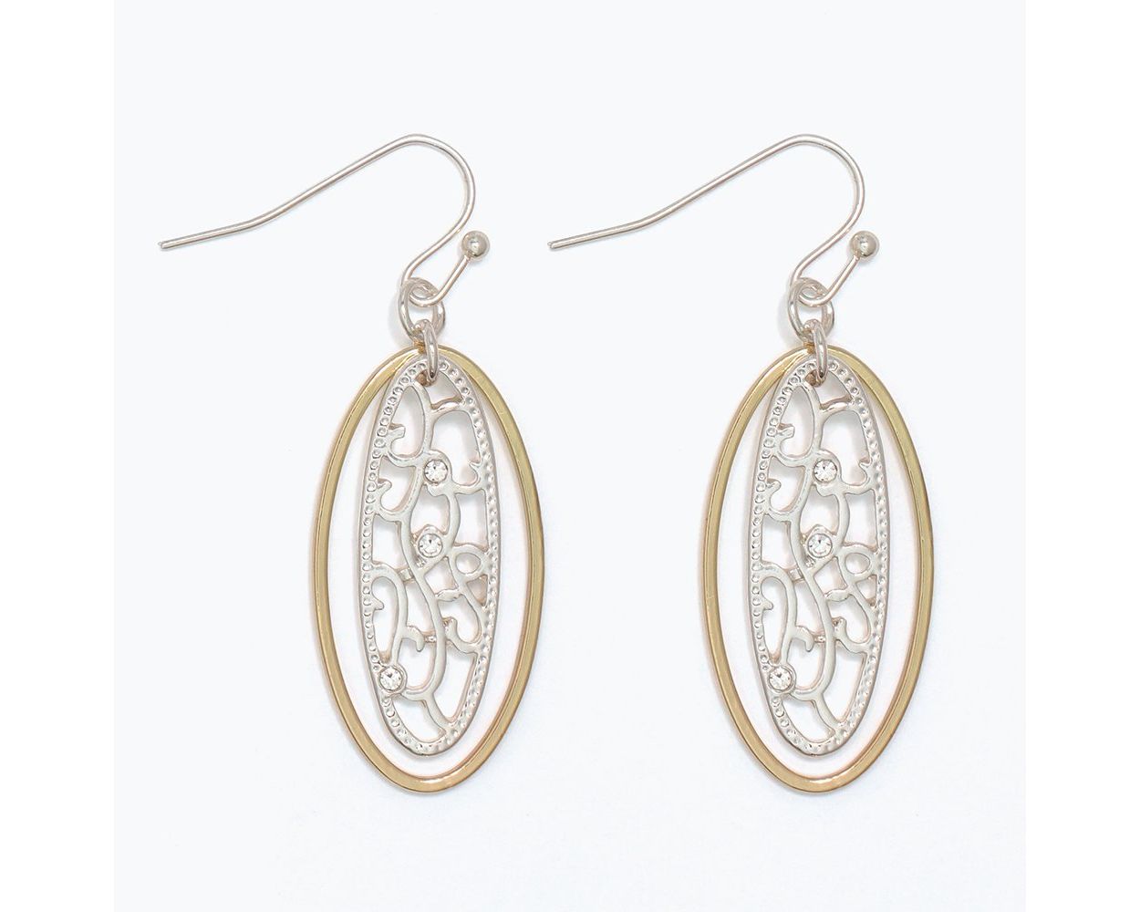 Two-Tone Open Drop Silhouette Earrings