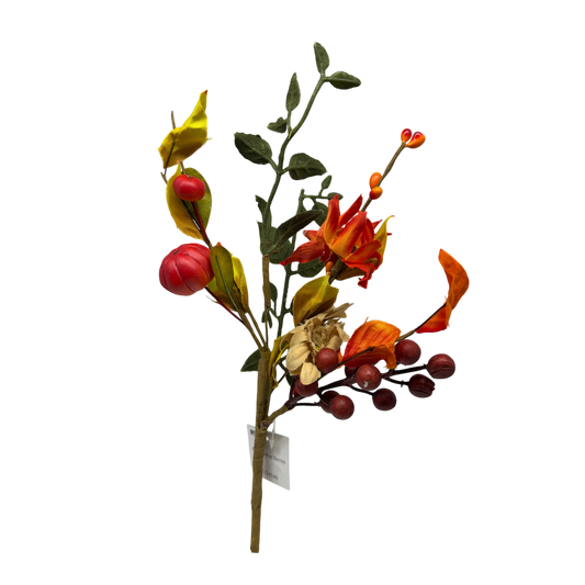 13 inch Faux Autumn Floral Pick With Berries