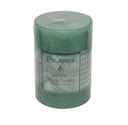 Rustic Pillar Candle - 4 Inch Green