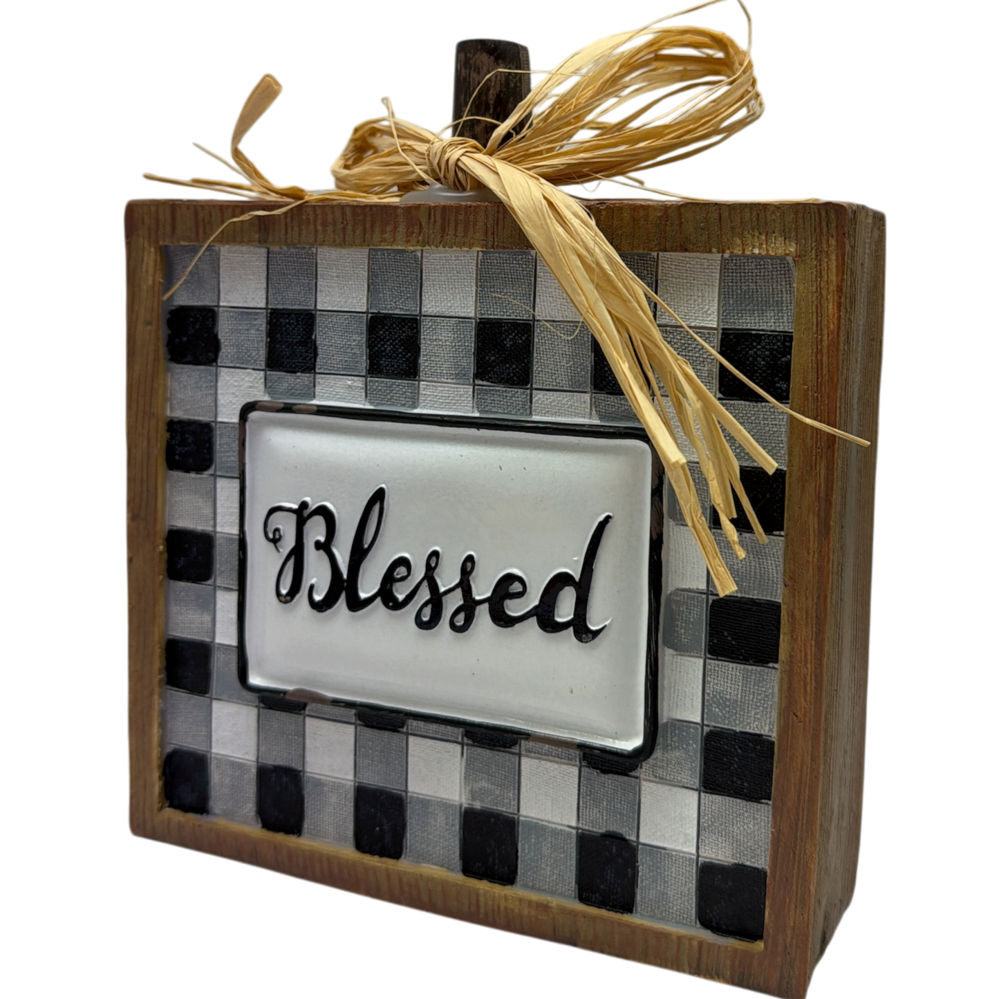 Black and White Check Table Sitter -