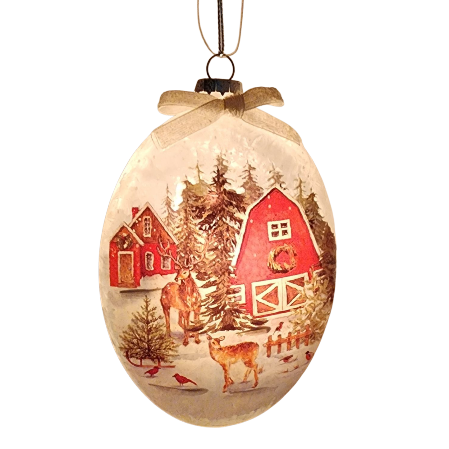 Glass "Lightable" Reindeer Visit Ornament