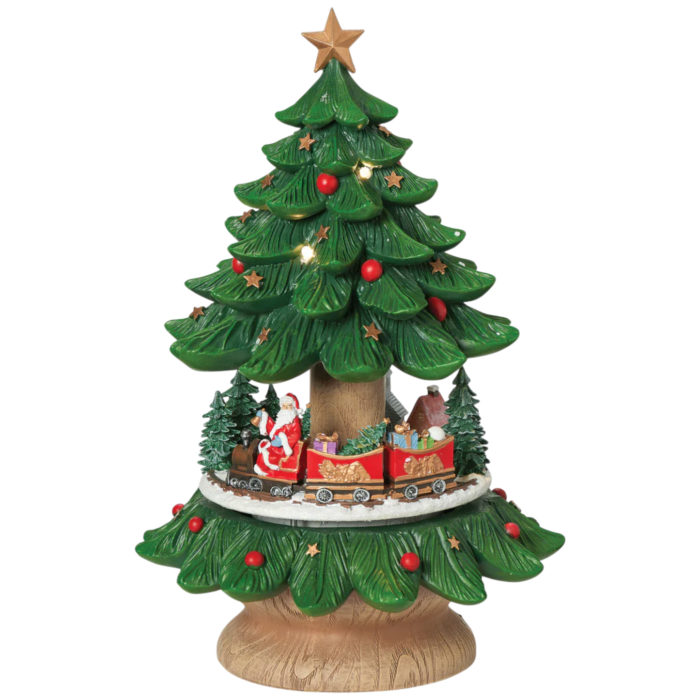 Musical Christmas Tree with Rotating Santa Train – 14 Inch