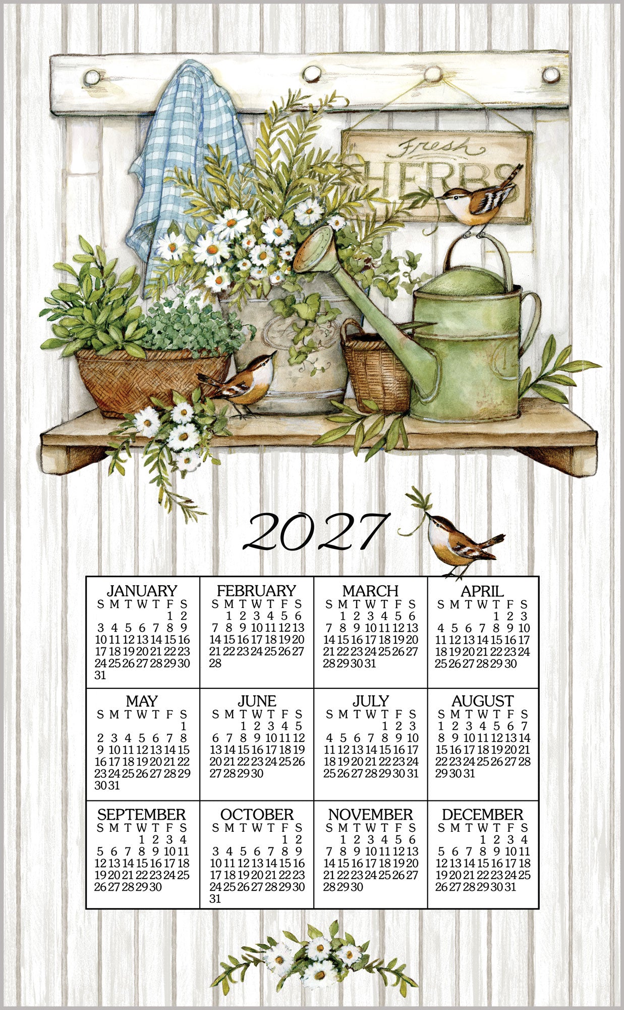 2027 Linen Calendar Towel - Fresh Herbs