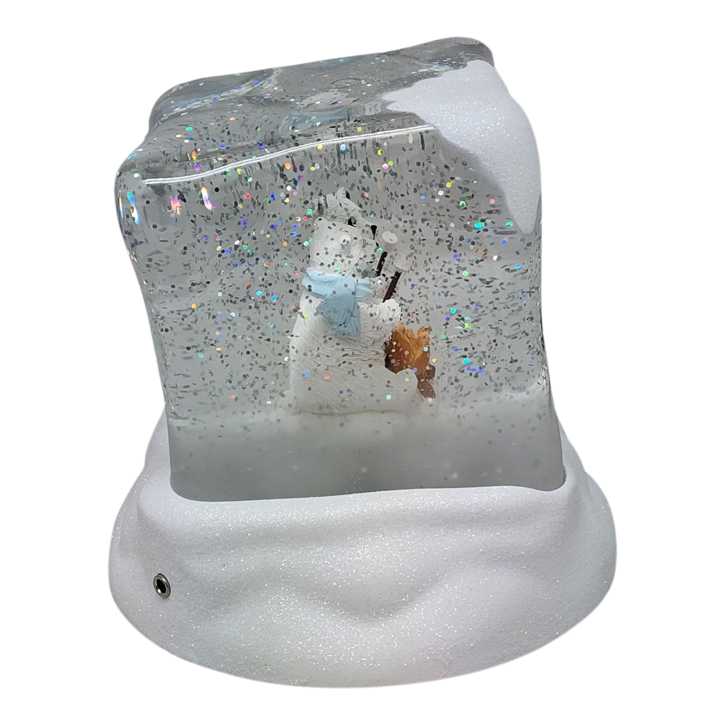 Lighted Swirl Polar Bears Cube Snowglobe