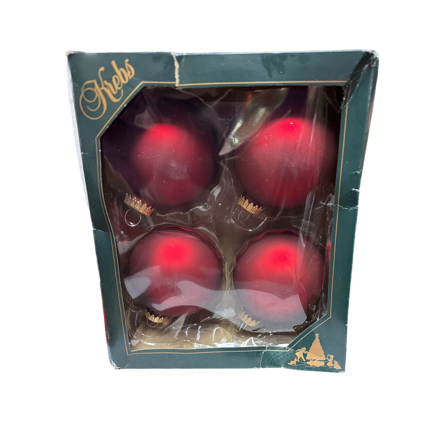 Krebs  Glass Ornament 4 pack - Red Velvet