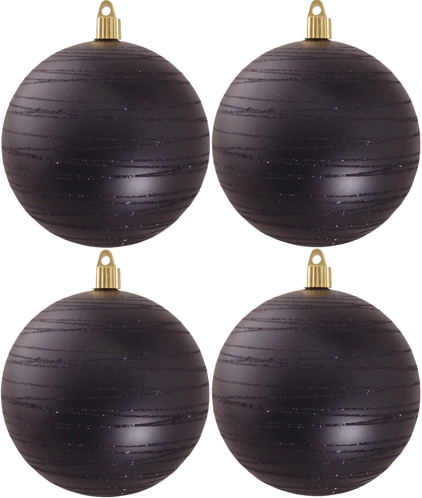 4.75" (120mm) Commercial Shatterproof Ball Ornament set of 4 - Soot Black with Tangles
