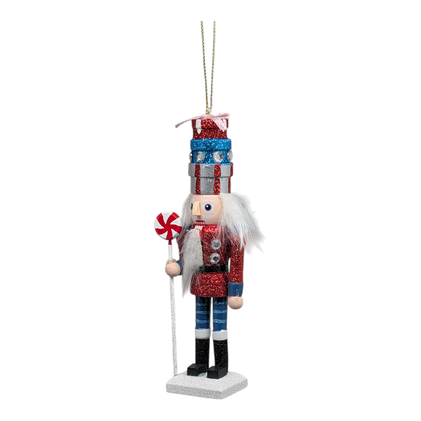 Hollywood 6 inch Wooden Nutcracker - Gift Hat Red/Blue