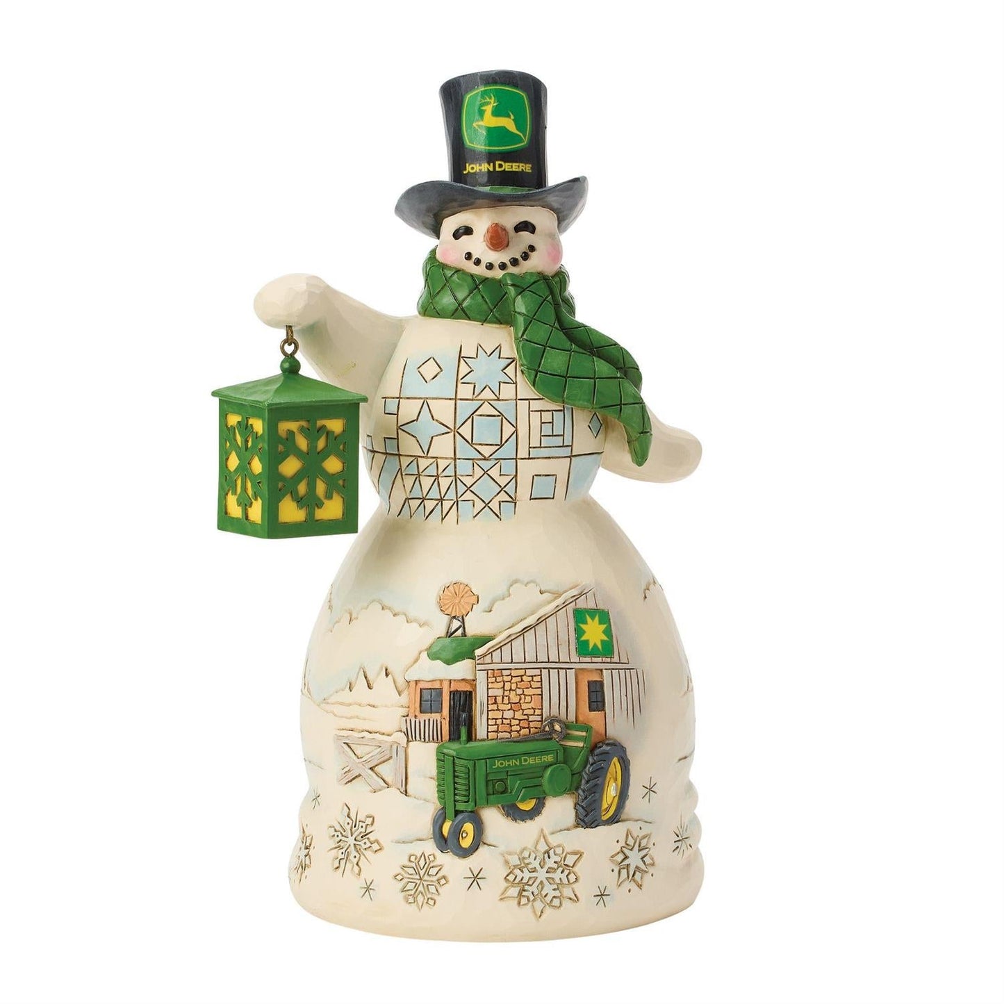 Snowman in John Deer Top-Hat Figurine