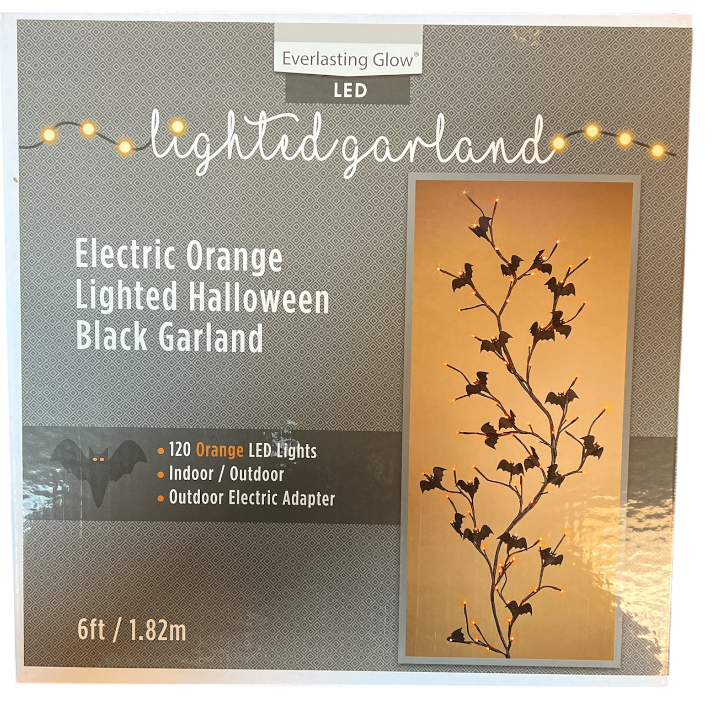 Orange Lighted Halloween Black Garland