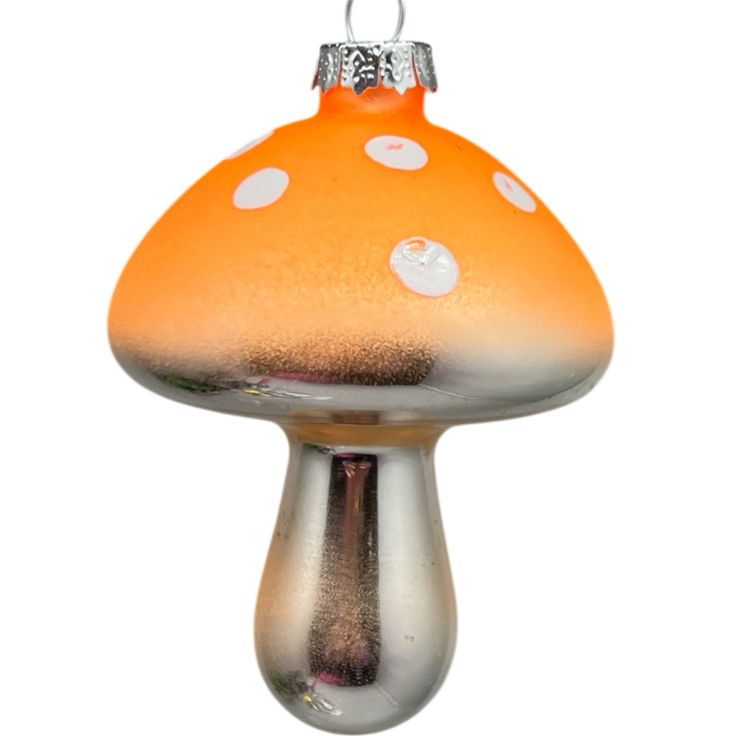 Orange Glow-In-The-Dark Glass Mushroom Ornament