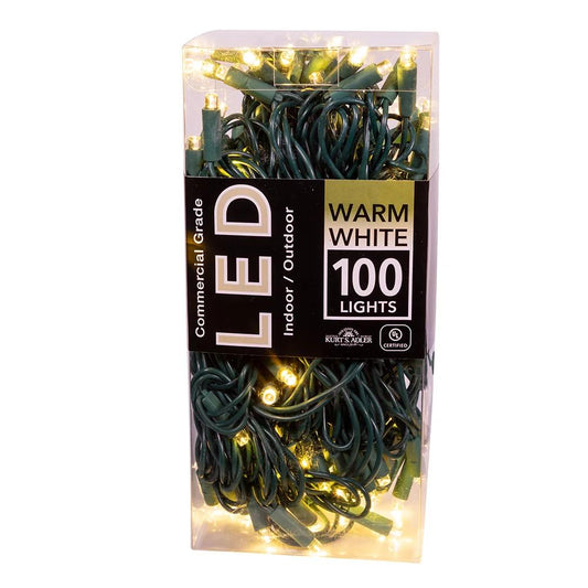 100-Light 5mm Warm White LED Green Wire Light Set