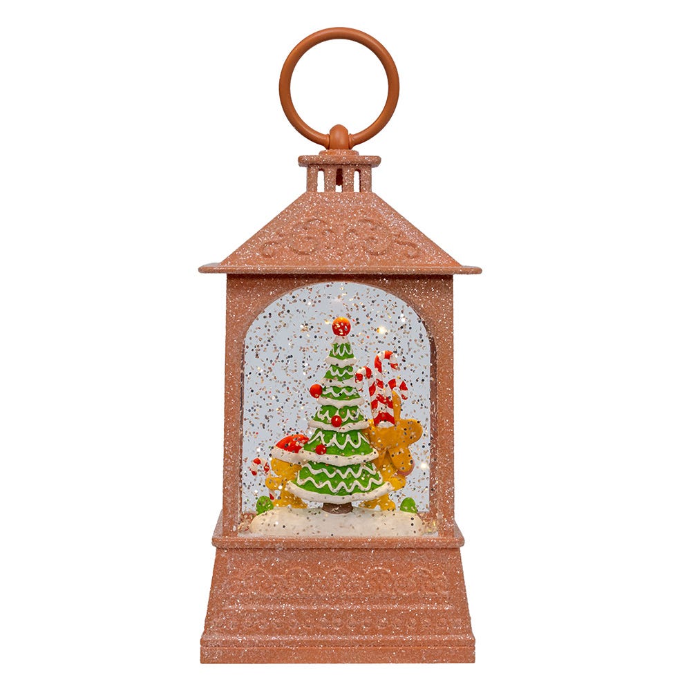 Gingerbread Lantern Spinning Lighted Waterglobe
