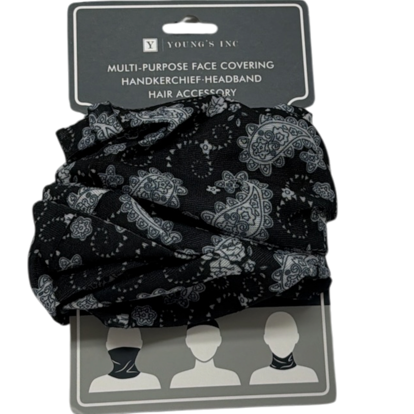Headband/Scarf Black and White Paisley