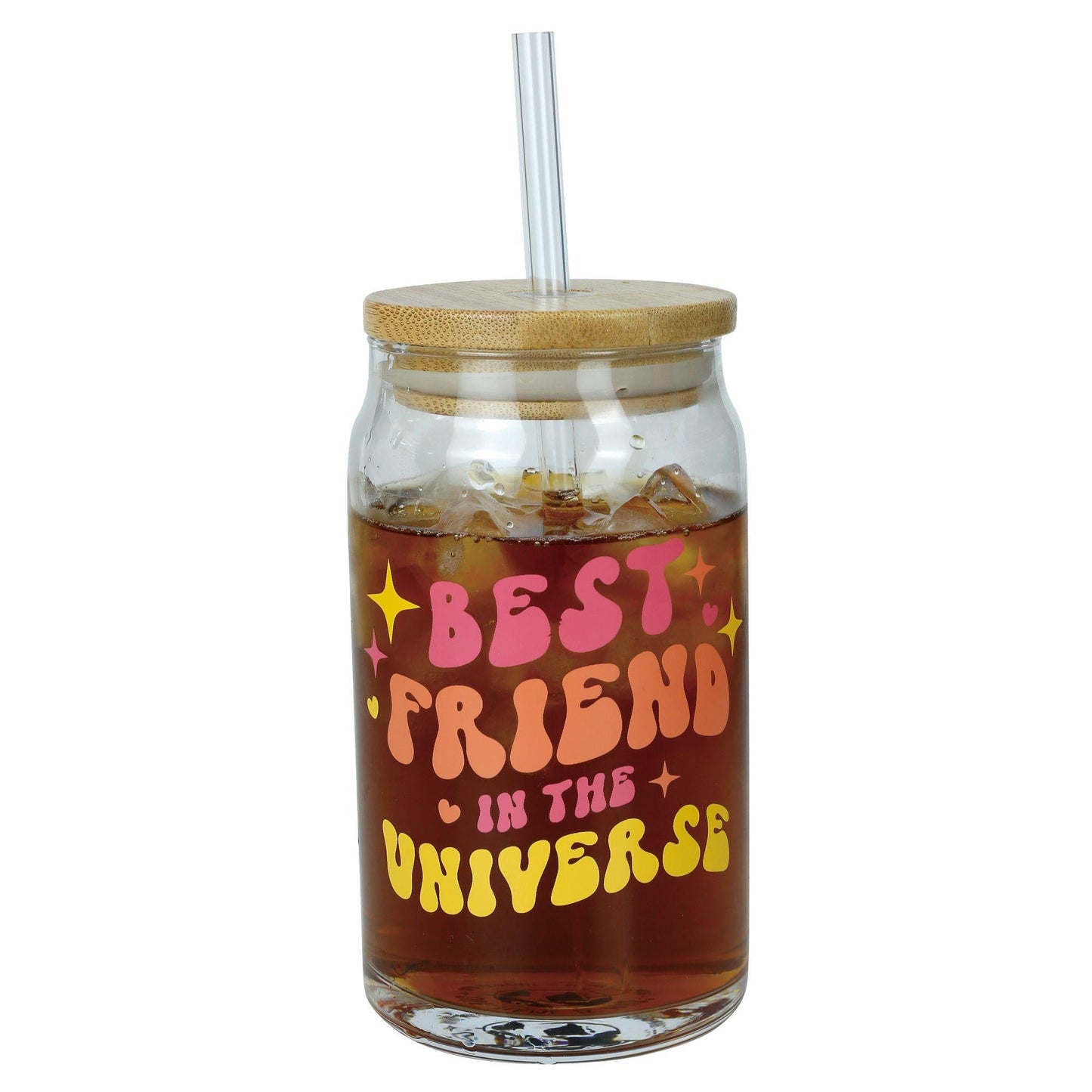 Best Friend Iced Coffee Glass with Straw