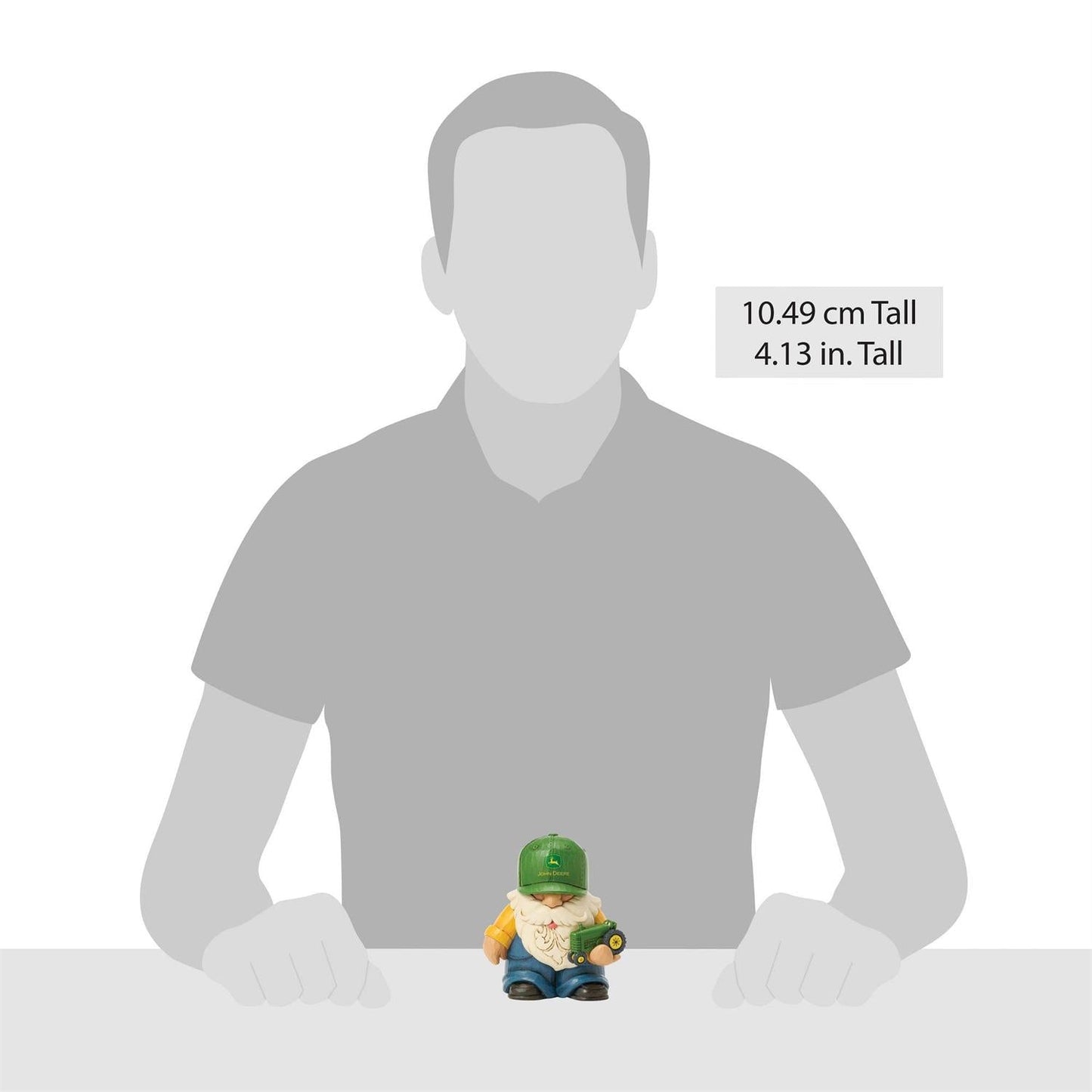 Farmer Gnome Holding Deere Tractor