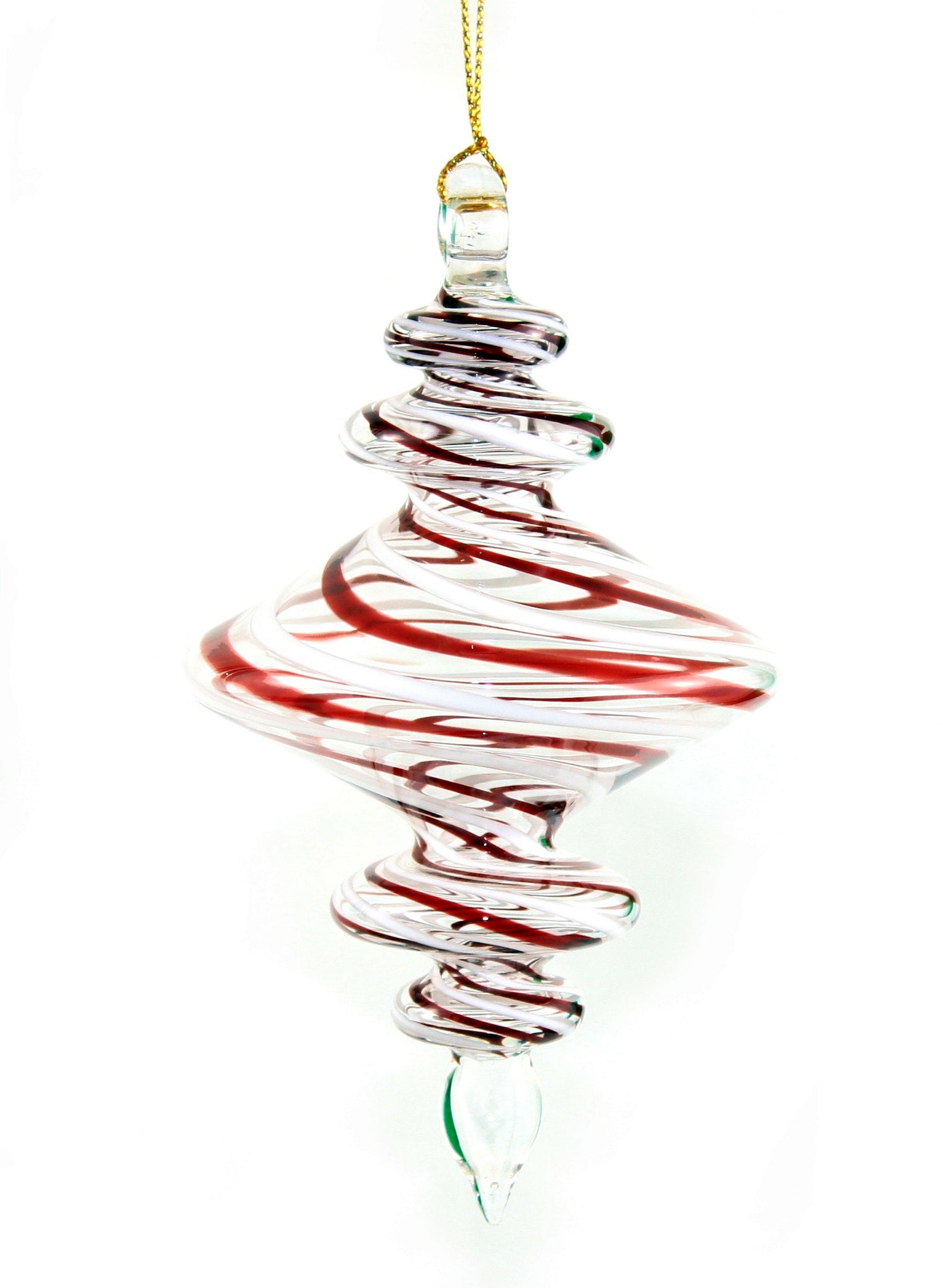 Peppermint Swirl Egyptian Glass Spiral Ornament