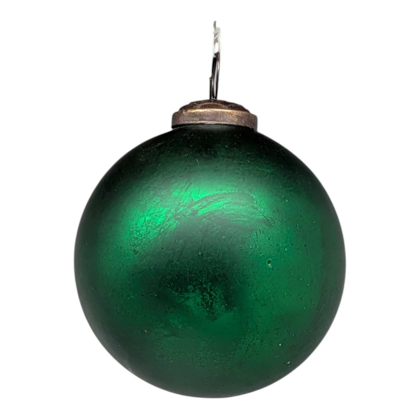 Antique Matte Emerald Glass Ball Ornament
