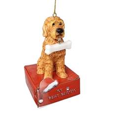 Red Goldendoodle with Bone Ornament