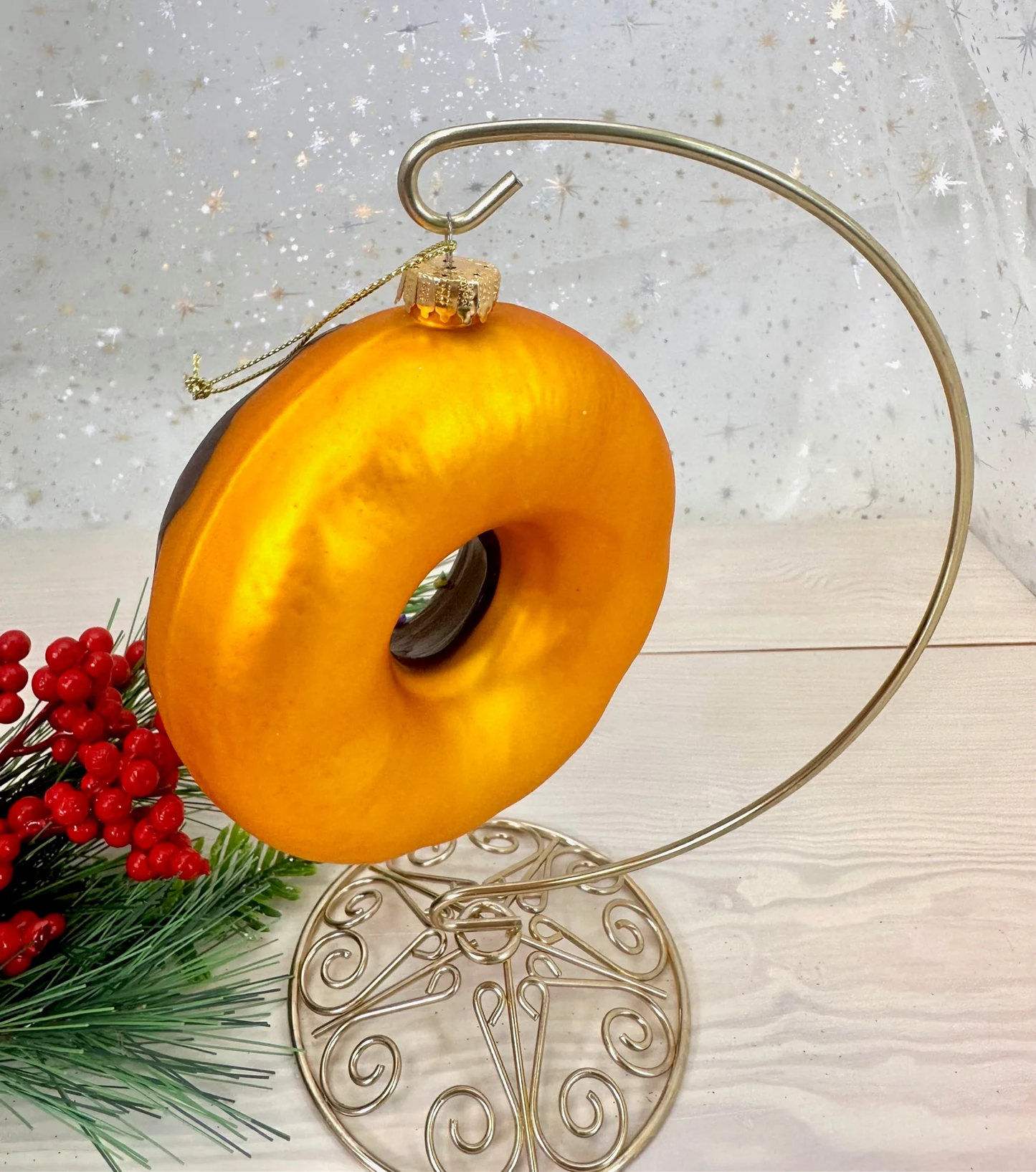 Chocolate Donut Blown Glass Ornament