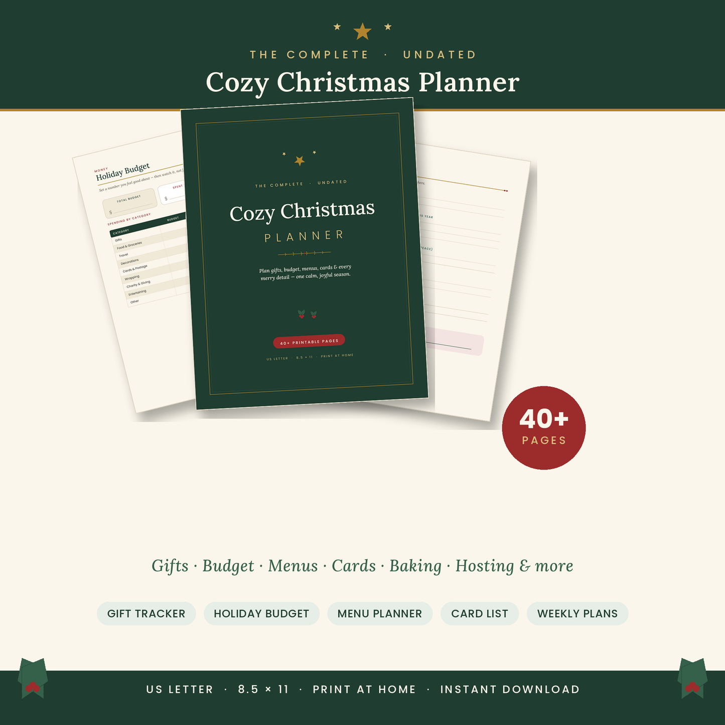 THE COMPLETE · UNDATED Cozy Christmas PLANNER (Printable)