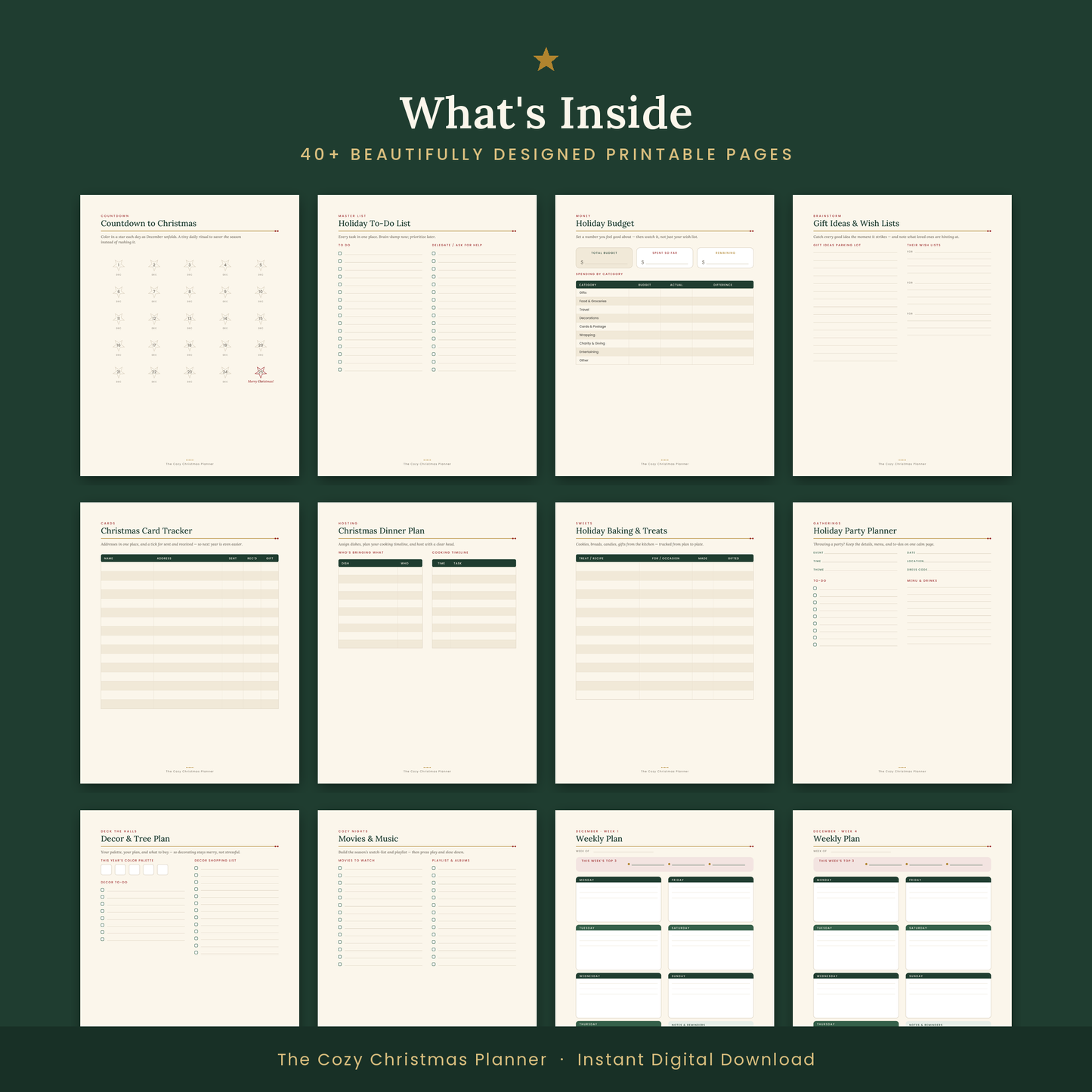 THE COMPLETE · UNDATED Cozy Christmas PLANNER (Printable)