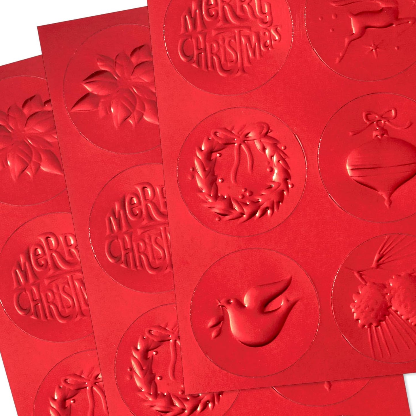 Hallmark Red Foil Embossed Holiday Seals, 3 sheets