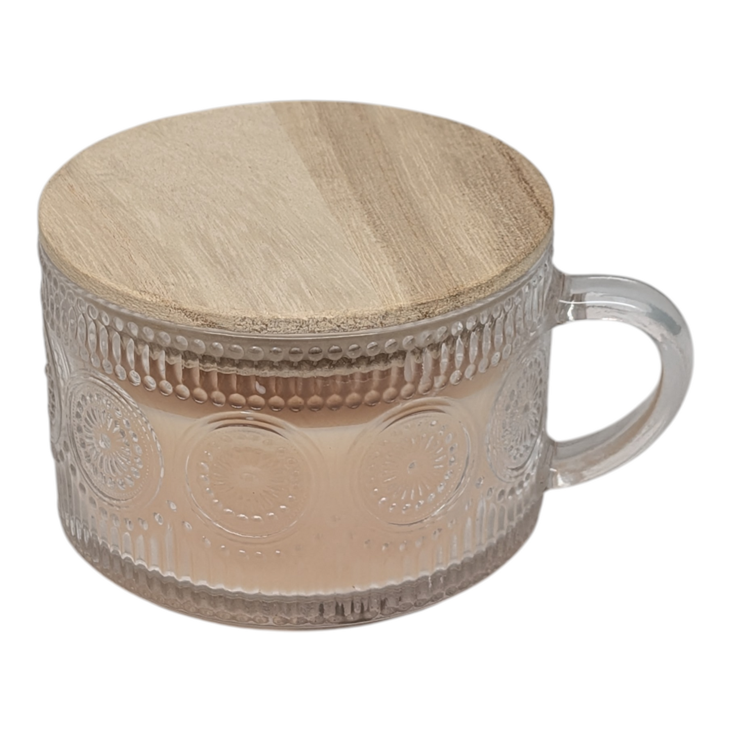 Glass Mug Candle with Wooden Lid - Baked Apple