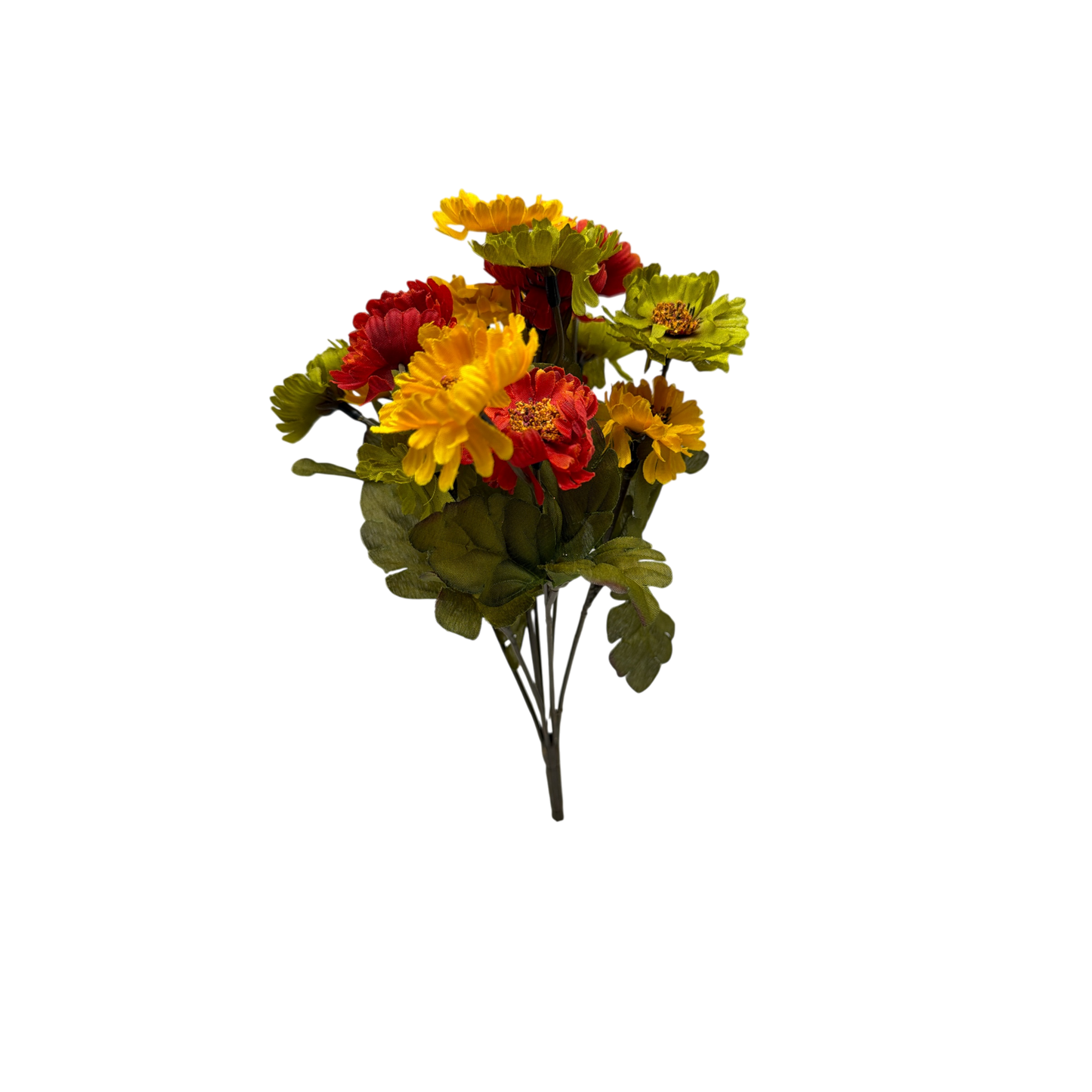 11 inch Faux Mini Straw Dasies - Red Yellow Green Flowers