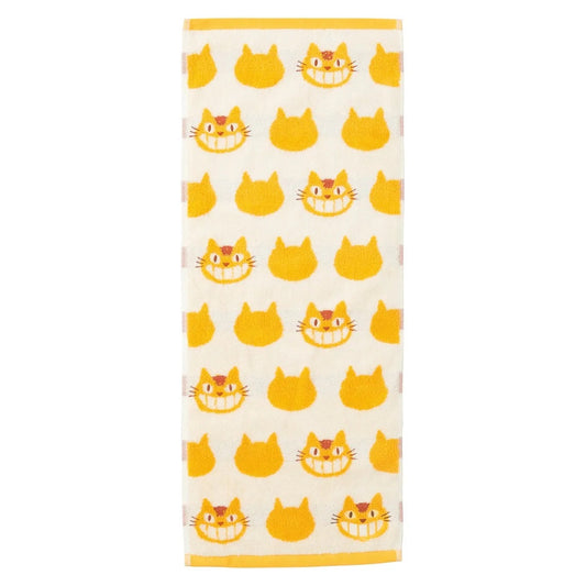 My Neighbor Totoro Catbus Face Towel - Yellow & White Japanese Anime Washcloth