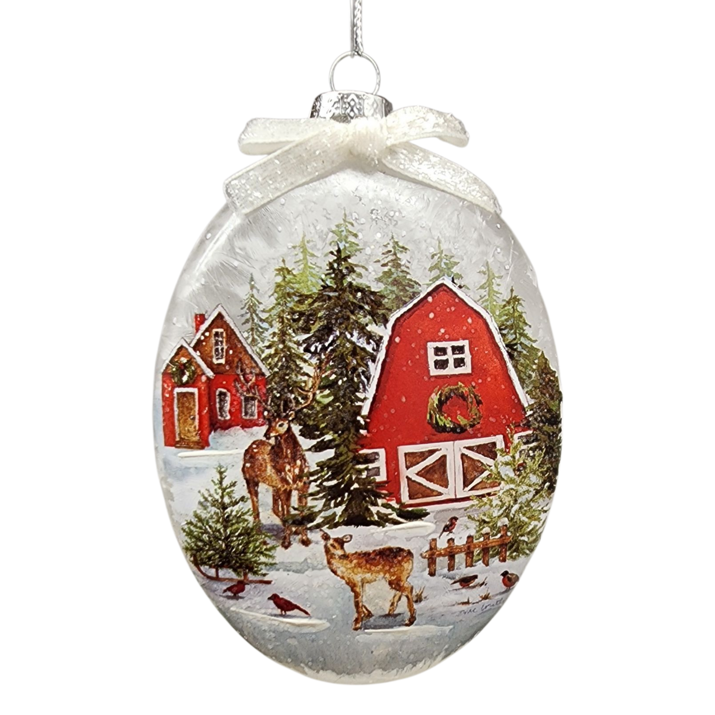 Glass "Lightable" Reindeer Visit Ornament