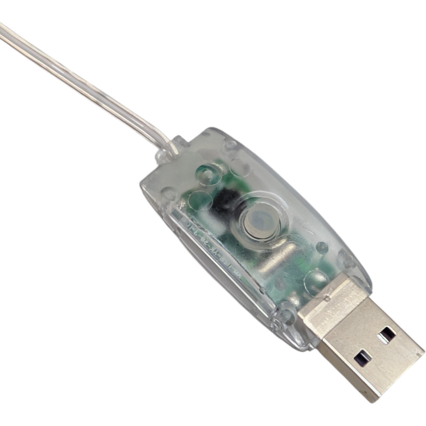 Lighted USB Clear Iridescent Glass Ball Ornament - Dimpled
