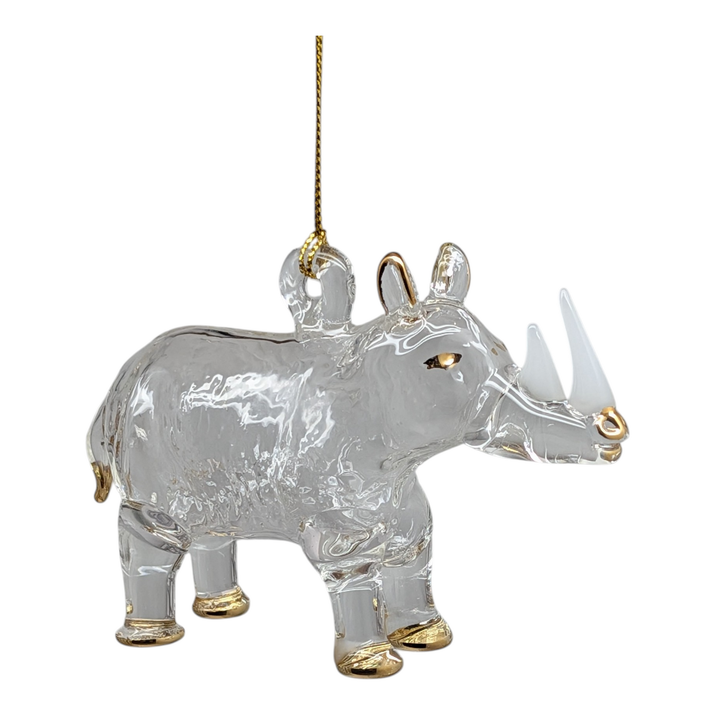 Crystal Rhino: Egyptian Glass White Rhinoceros Ornament
