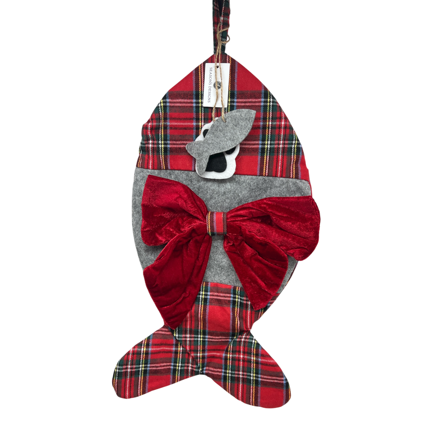 Fish Shaped Plaid Stocking  For Pets