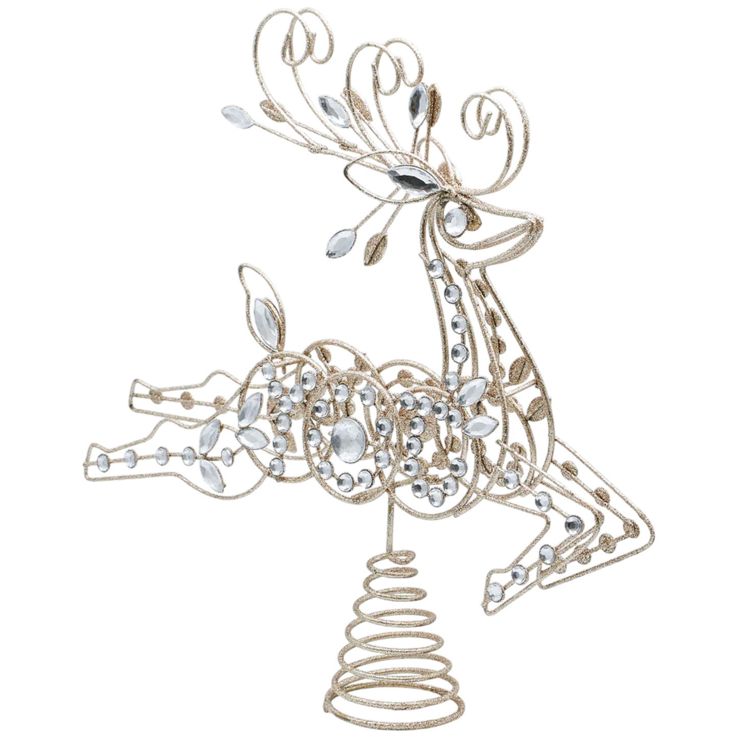 Crystal & Wire Reindeer Treetopper - 13 Inch