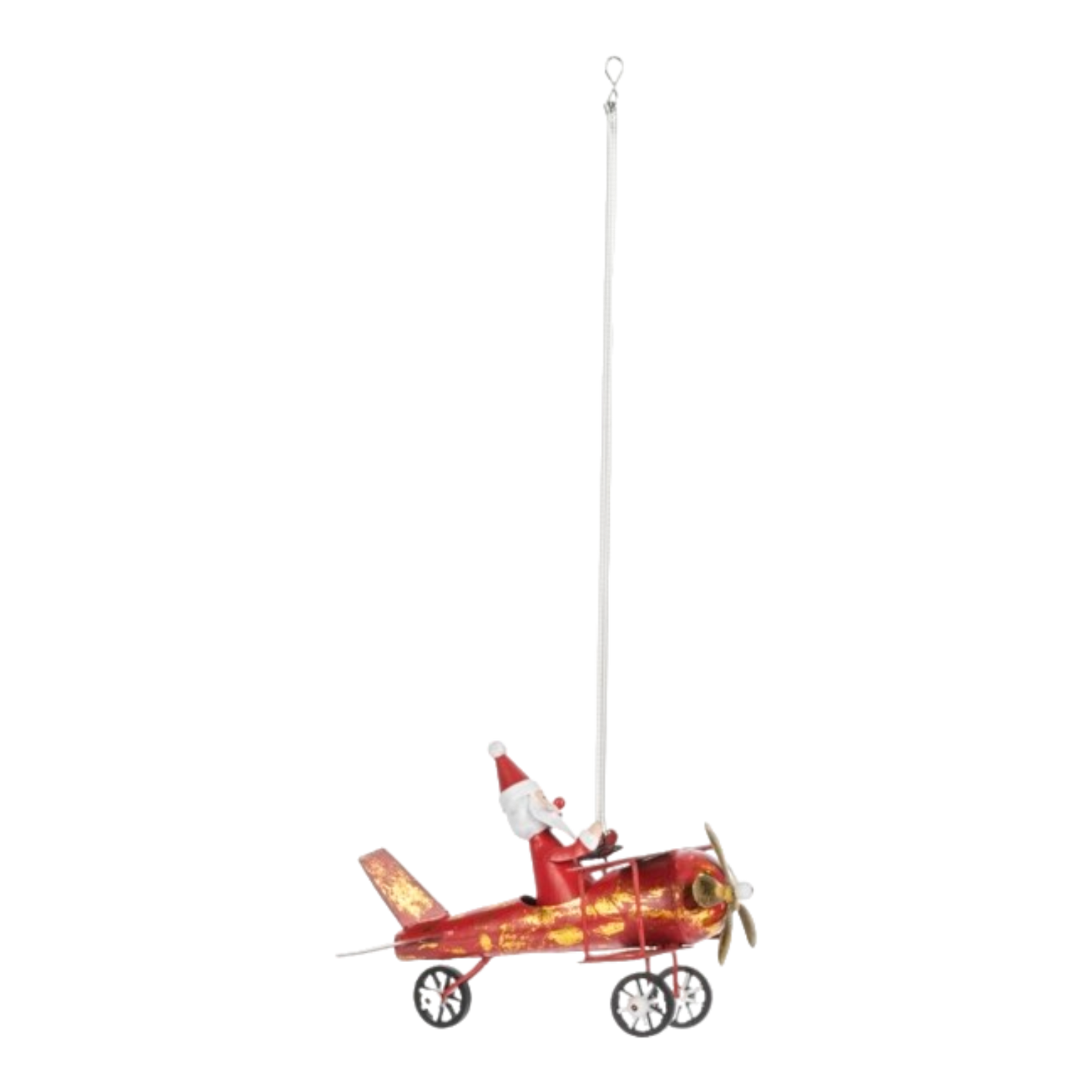 Springy Santa Bi-plane Ornament